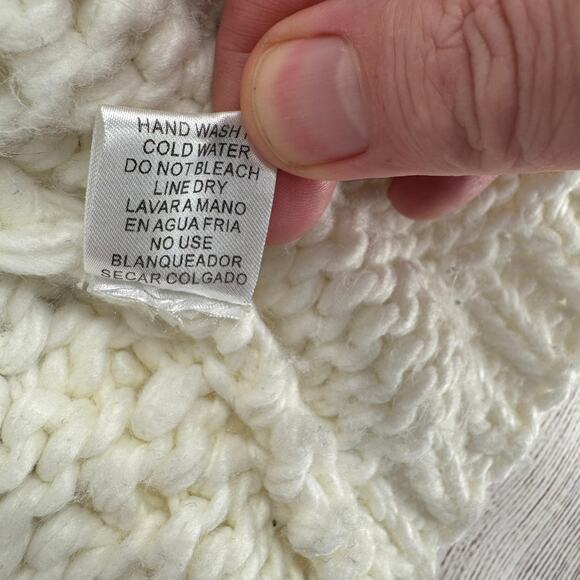 Vici Pom Pom Open Front Cardigan Sweater Womens Medium Ivory White - Picture 5 of 7